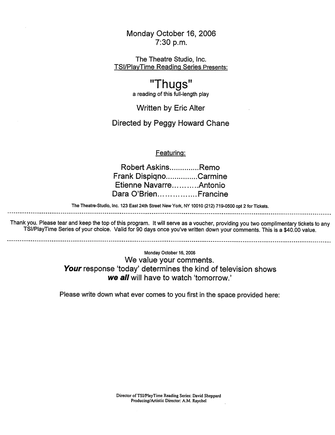 2006 STAGED READING NYC